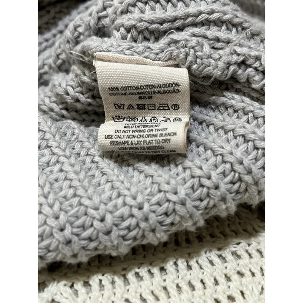 Free‎ People 100% Cotton Sweater Womens Small Gray Knit Damsel Bell Sleeve Soft